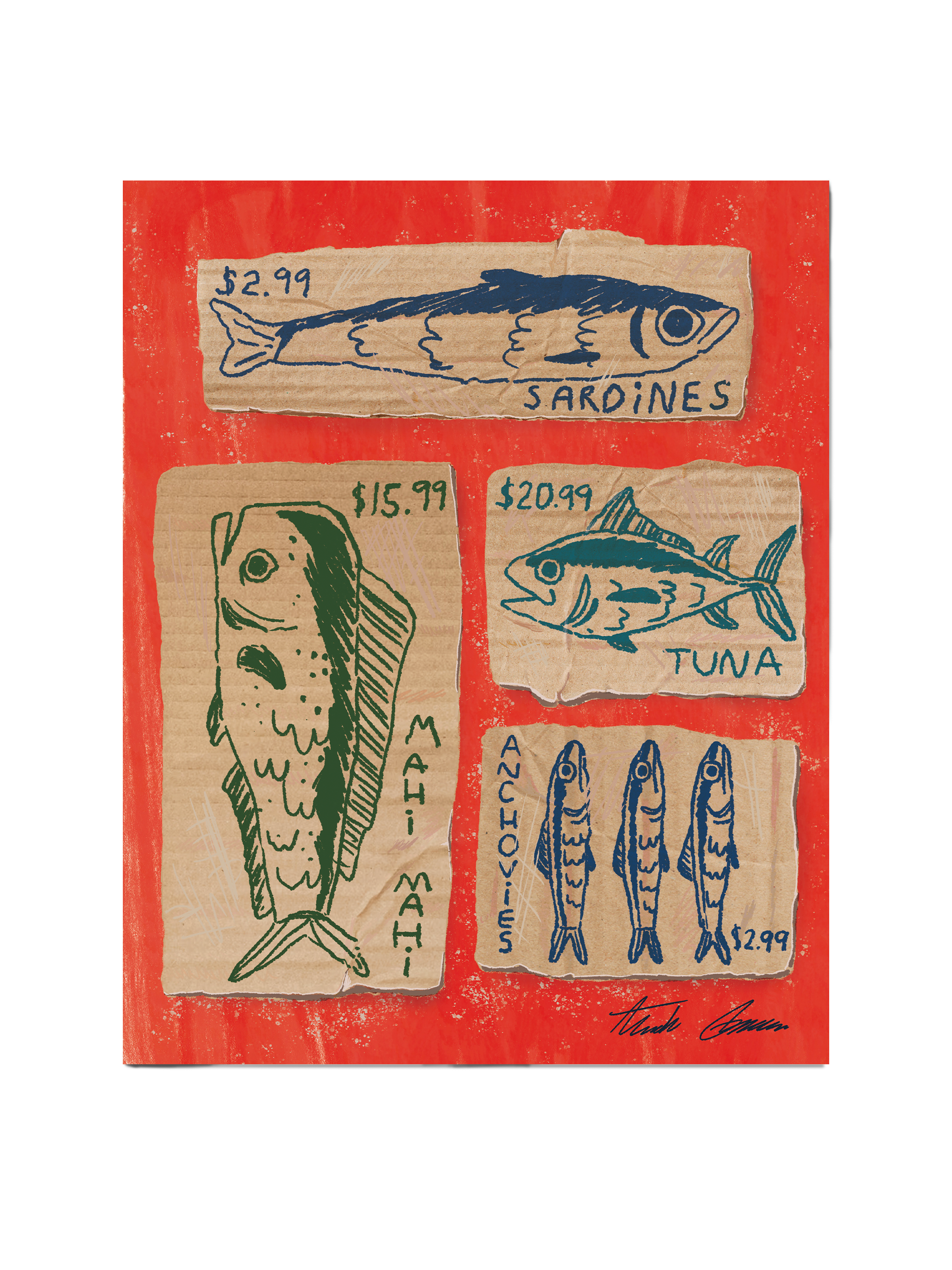 Cardboard Fish Print